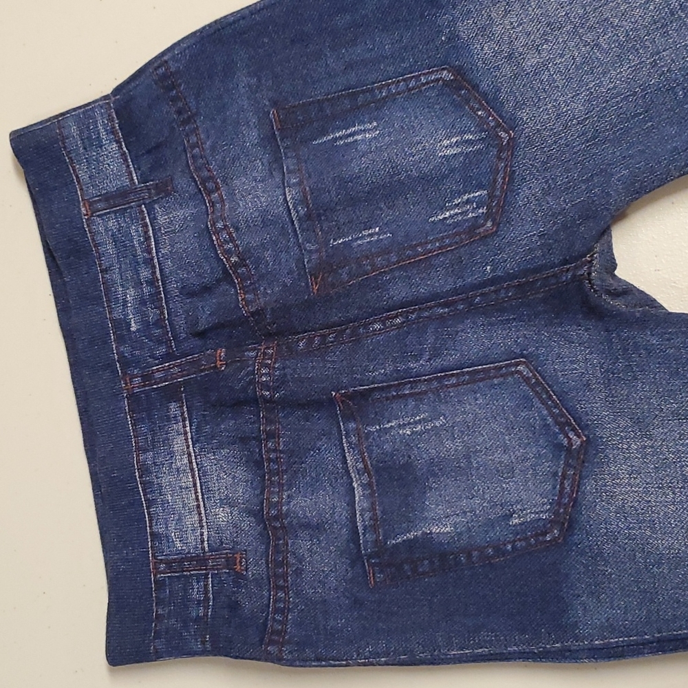 Faux denim jegging leggings rose applique detail OS fits up to a 10 comfortably - Picture 2 of 10